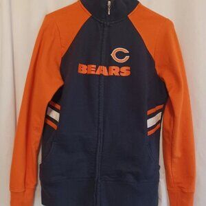 CHICAGO BEARS Apparel Full Zip Up Athletic Jacket Navy Orange Medium